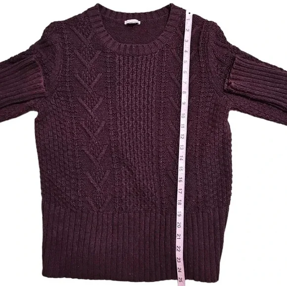 Gap Large Maroon Chunky Cable Knit Sweater Fisherman Wool Blend Y2K Vintage Prep - Picture 7 of 7